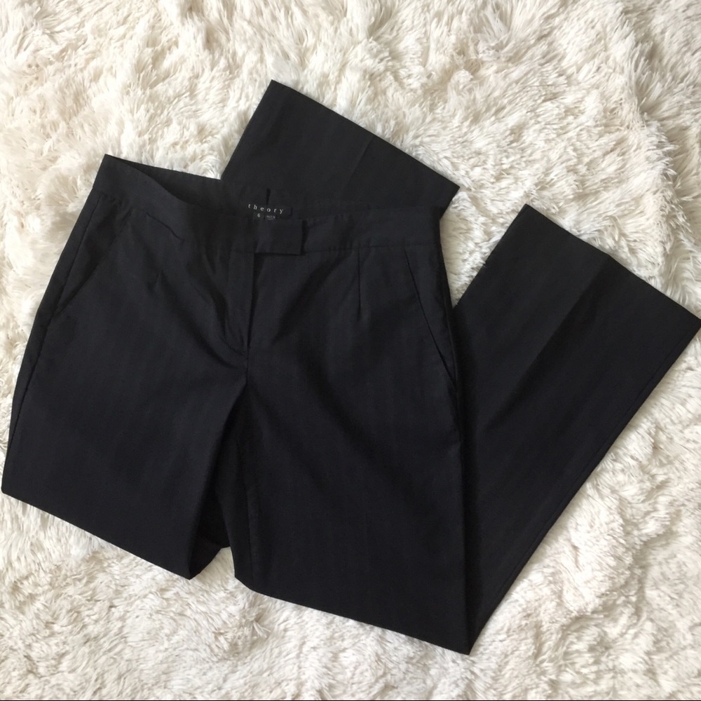 Theory Wool Pinstripe Straight Leg Trouser Pants